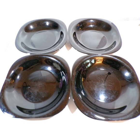 4 Corelle Black Square Plates Pasta Bowls 8" rare from FRANCE MCM Asian - Picture 4 of 6